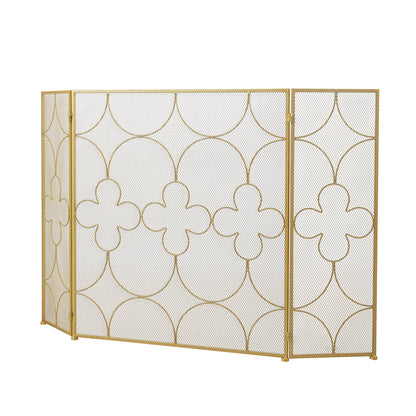 Smallbee Iron Fireplace Screen Gold Powder-Coated – 122x2.3x77.5cm