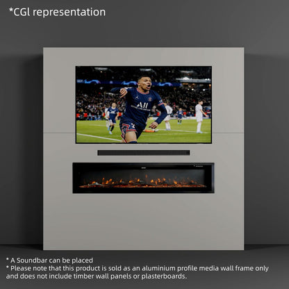 40/50/60 Inch Black/White 9 flame colour Electric Fireplace 1800W Wall Mounted Heater With Installation Kit Wall Mounted Fireplaces Living and Home Black(with Media Wall) 40inch 