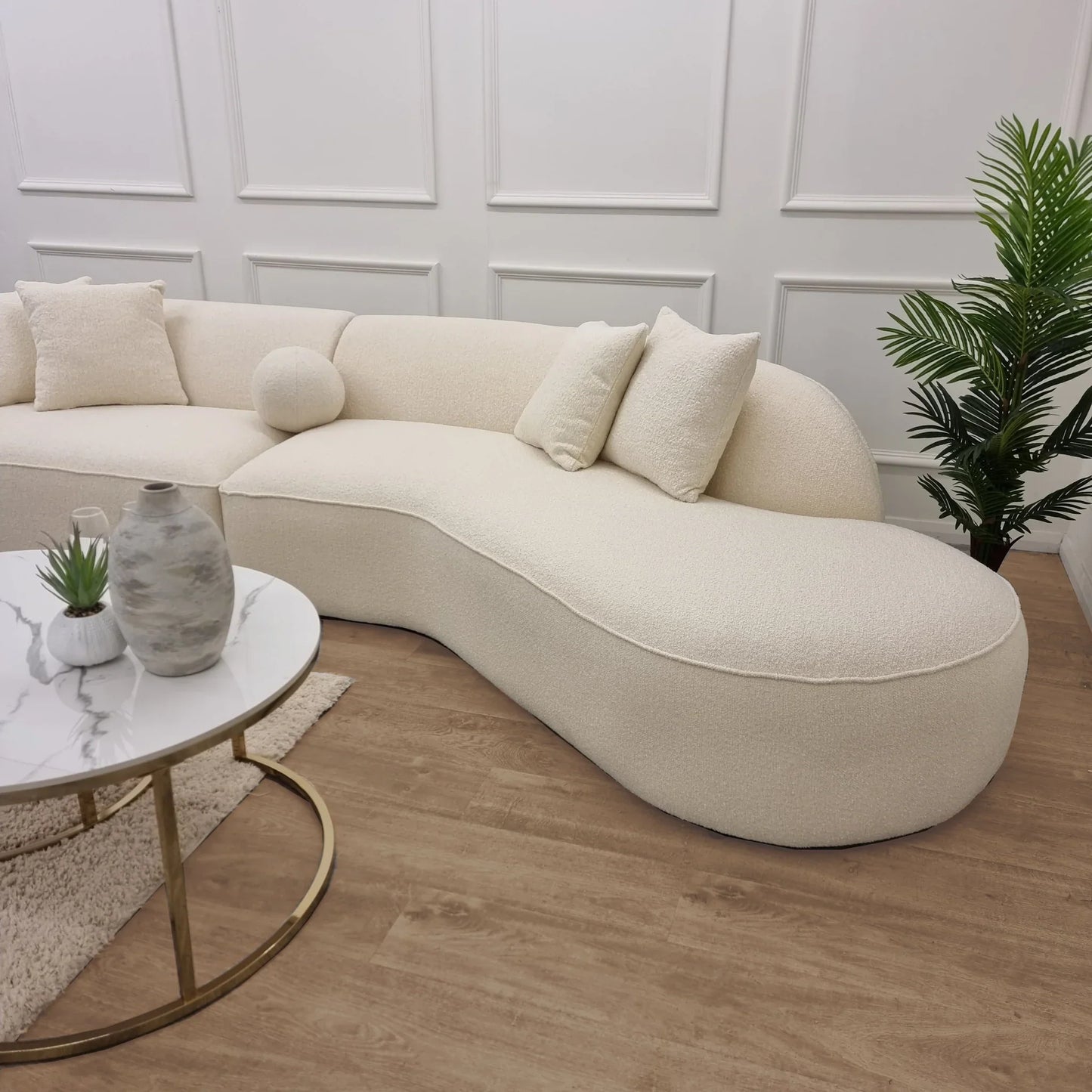 The Pebble Ivory Boucle Fabric Premium Sofa