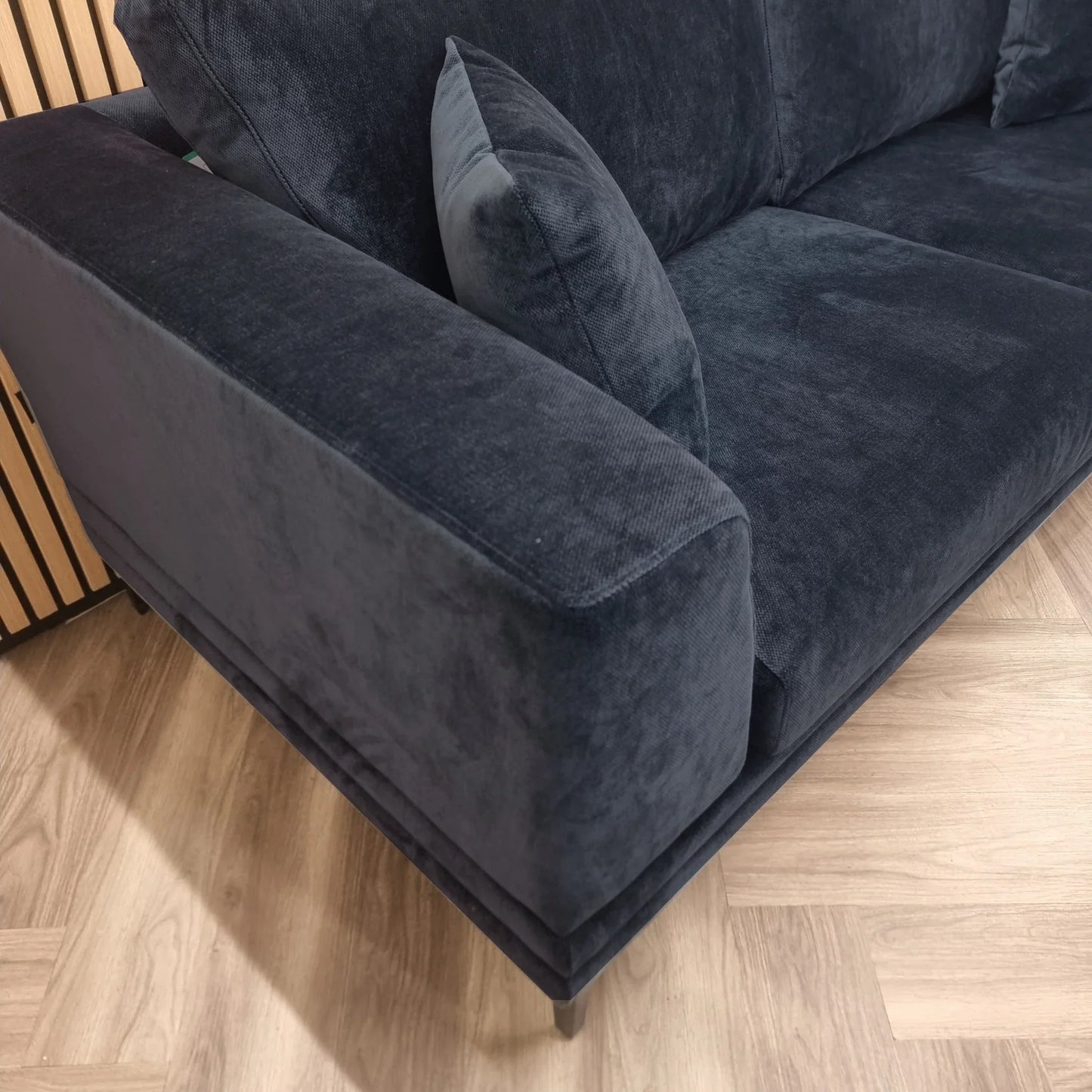 The Harlow Blue Boucle 3 + 2 Seater Premium Sofa Steel Boucle Fabric