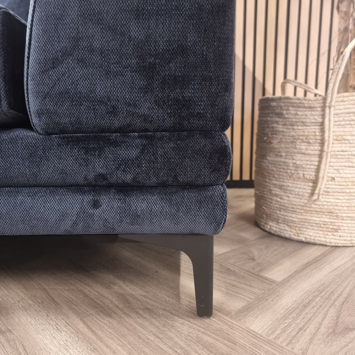 The Harlow Blue Boucle 3 + 2 Seater Premium Sofa Steel Boucle Fabric