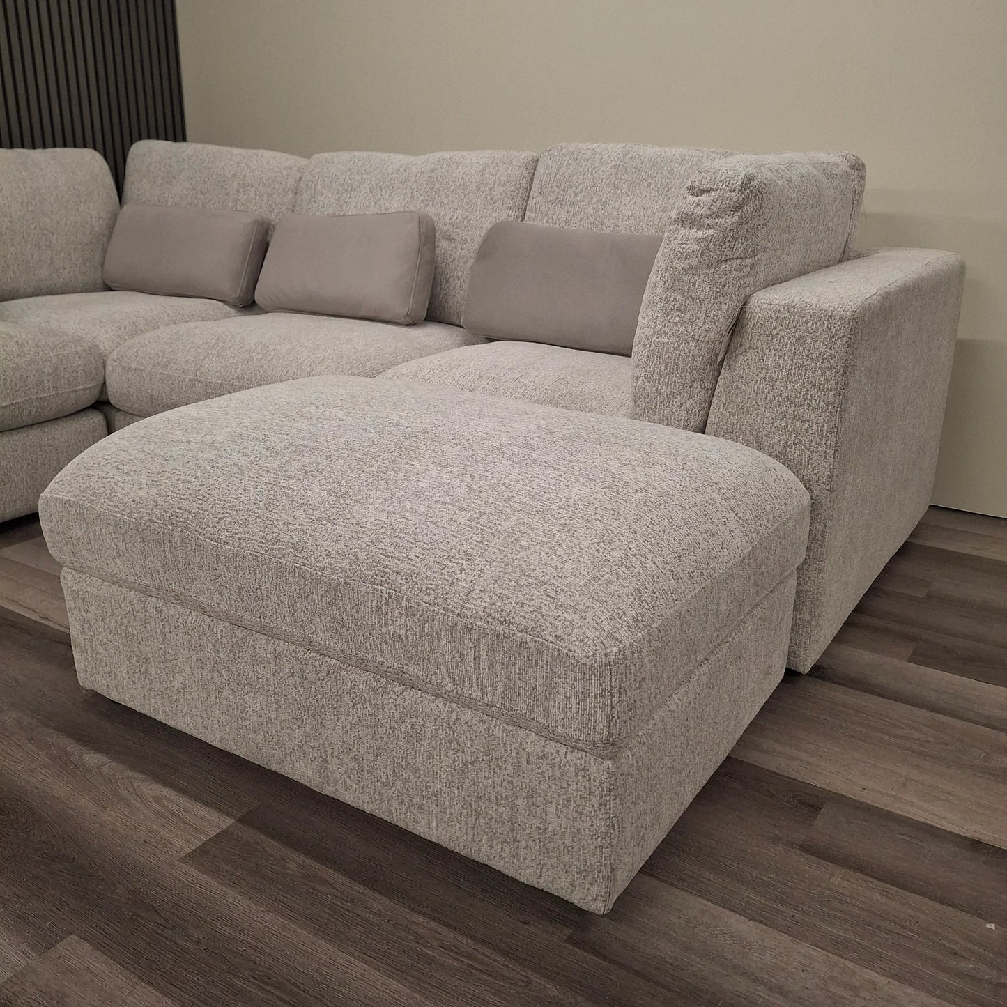 The Madison Light Grey Velvet Fabric Cinema U Shape Sofa