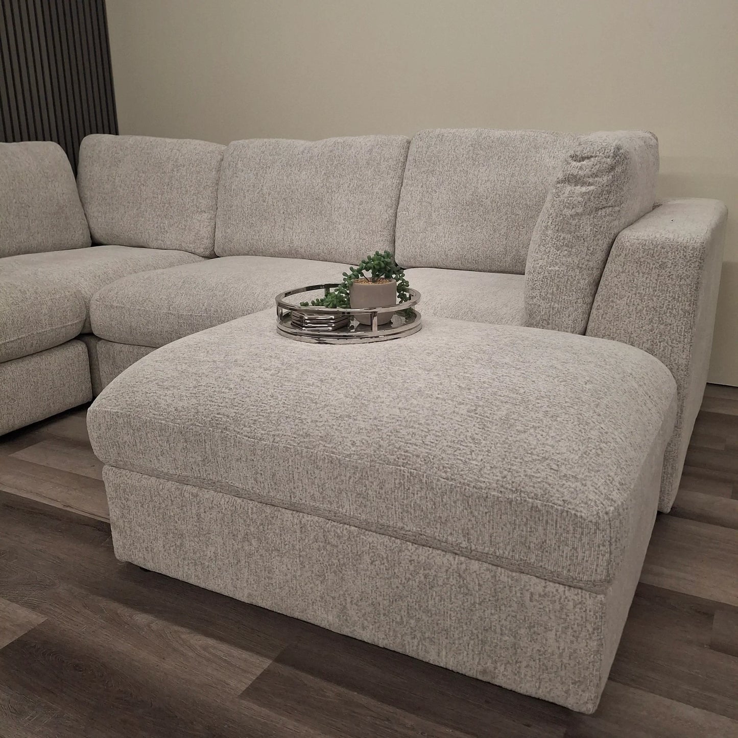 The Madison Light Grey Velvet Fabric Cinema U Shape Sofa