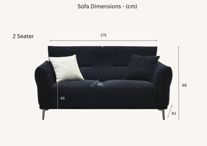The Albany Luxury Black Boucle Fabric 2 Seater Sofa