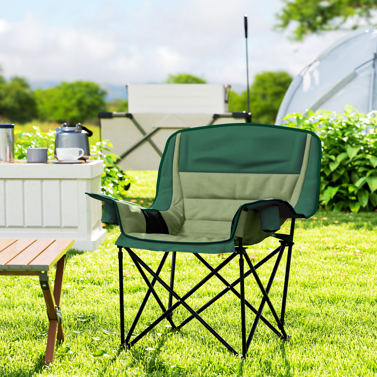 Esterno Camping Chair for Adults, Padded Folding Chair
