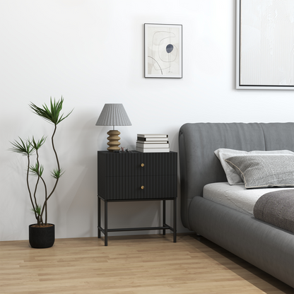 Aurora Modern Bedside Table with 2 Drawers for Bedroom