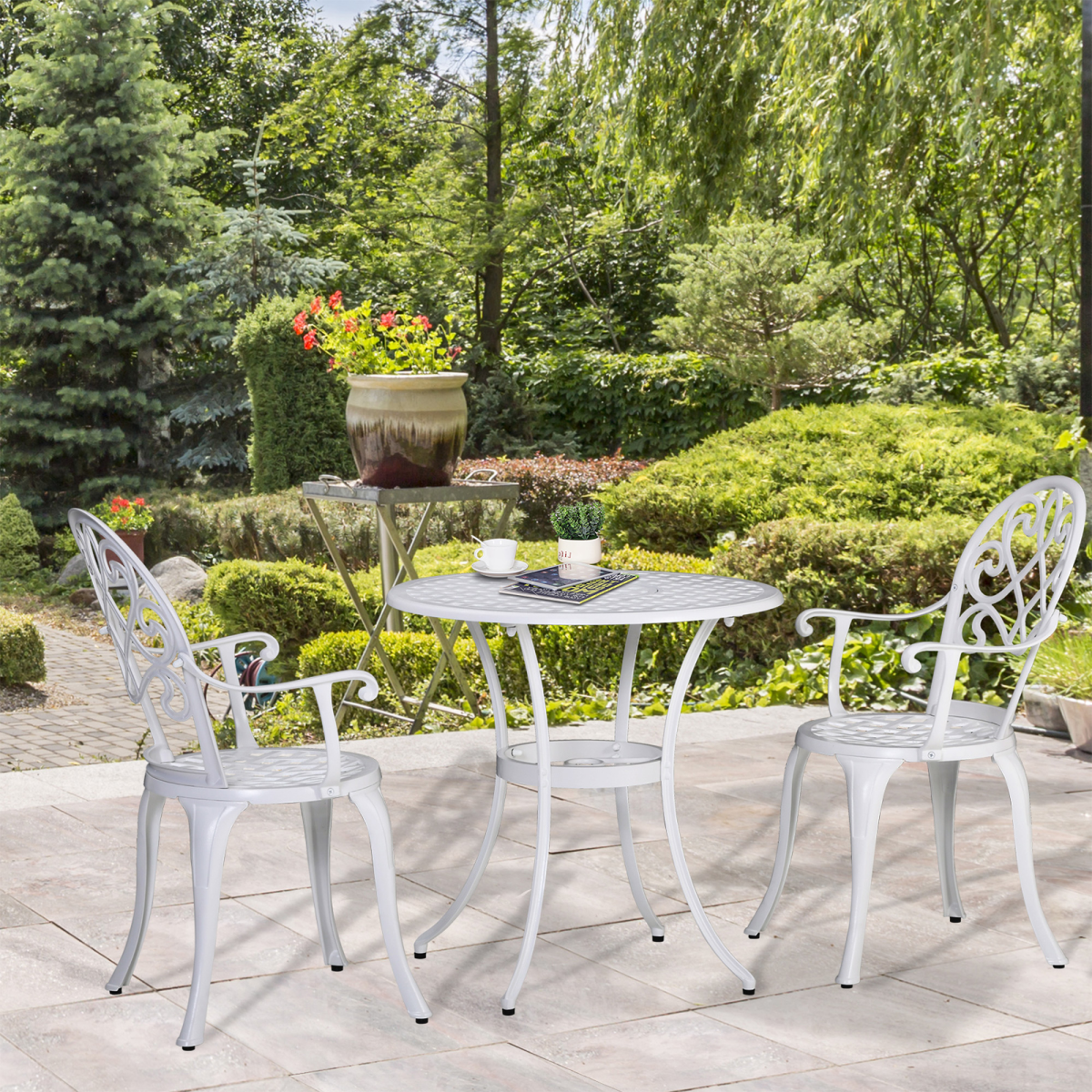 Esterno 3PCs Bistro Set,  Aluminium Garden Table and Chairs