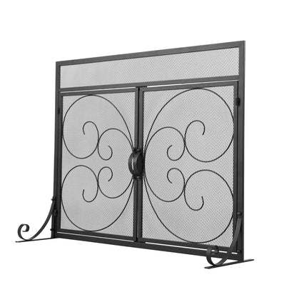 Smallbee Iron Fireplace Screen Black Powder-Coated – 89x25x71.5cm