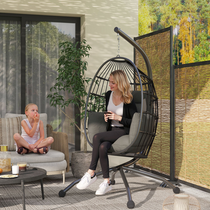 Esterno Egg Chair Outdoor Indoor Garden Swing Chair, Folding Basket