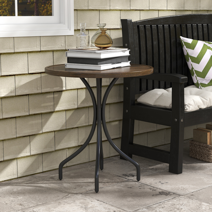 Esterno Round Garden Table Outdoor Side Table with Steel Frame
