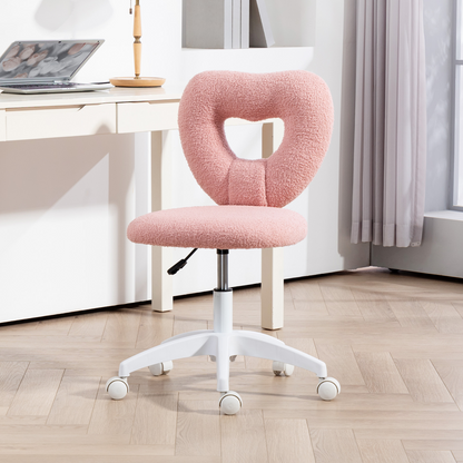 Aurora Armless Heart Desk Chair, Makeup Vanity Chair for Home