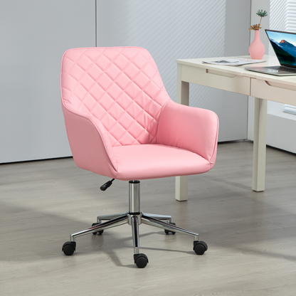 Luna Home Office Chair Leather-Feel Fabric Swivel Chair with Armrests Pink