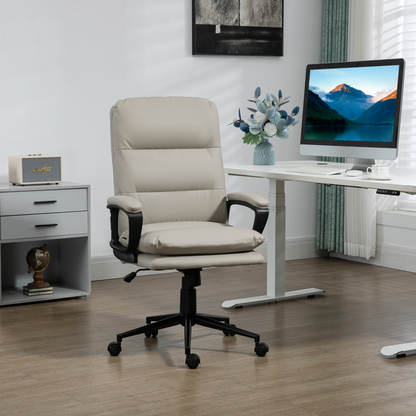 Luna PU Leather Office Chair for Home with Arm, Adjustable Height, Grey