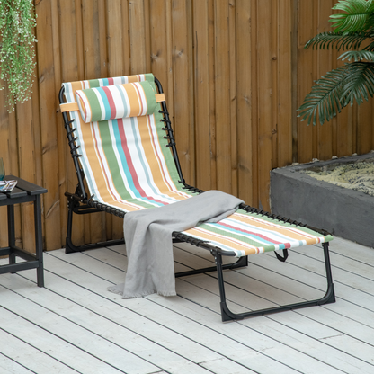 Esterno Folding Beach Chair Chaise Lounge 4 Adjustable Positions, Multicolored