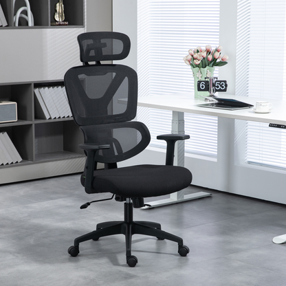 Luna Mesh Office Chair Swivel Desk Chair w/ Adjustable Height Headrest Black