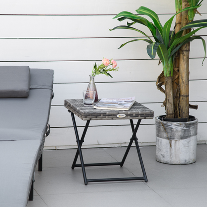 Folding Square Rattan Coffee Table Bistro Balcony Garden Steel  Esterno