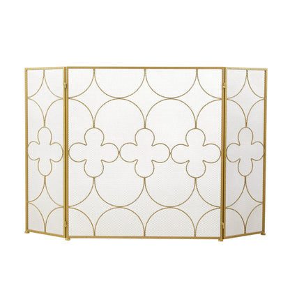 Smallbee Iron Fireplace Screen Gold Powder-Coated – 122x2.3x77.5cm