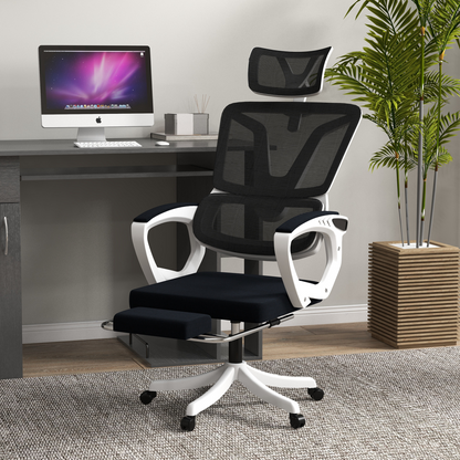 Luna Mesh Office Chair for Home with Lumbar Support, Arm, Footrest, Headrest