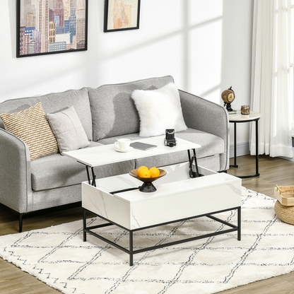 Aurora Lift Top Coffee Table W/ Hidden Storage Compartment, White