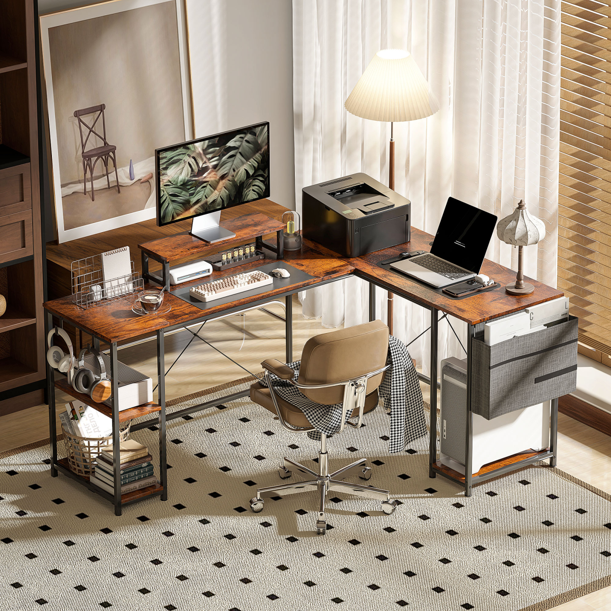 Aurora 168cm Reversible L Shaped Desk, 240cm Two Person Desk