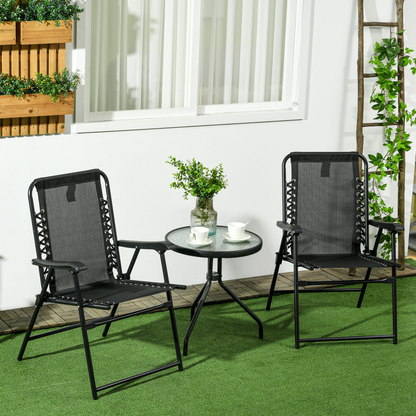 Esterno 2Pcs Outdoor Patio Folding Chairs, Portable Garden Loungers Black