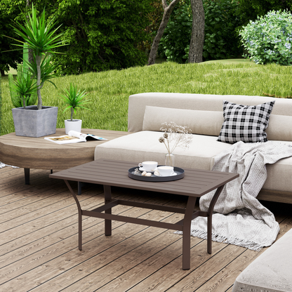Esterno Metal Garden Coffee Table with Slatted Tabletop