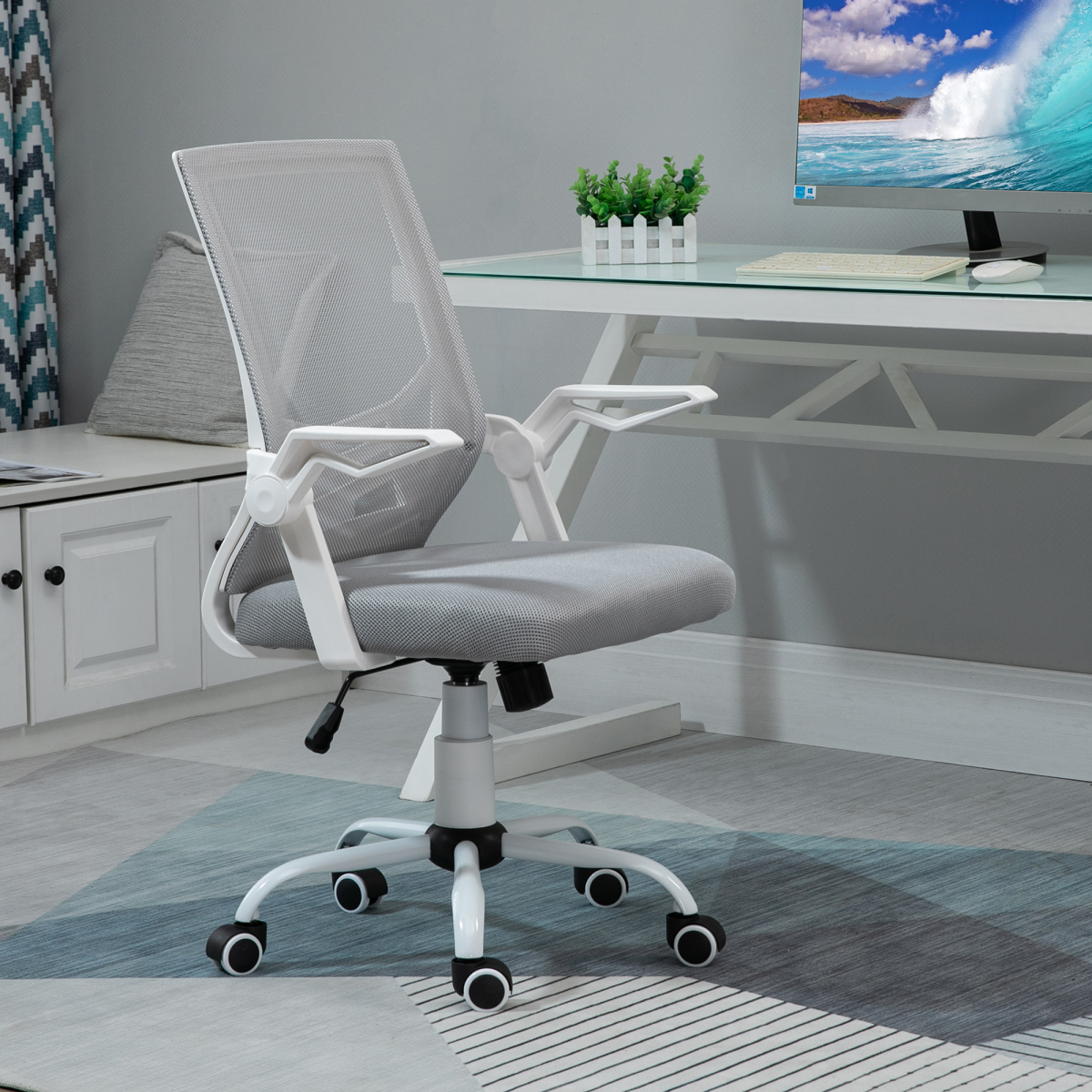 Mesh Swivel Office Chair Task Computer Chair w/ Lumbar Support, Grey  Luna