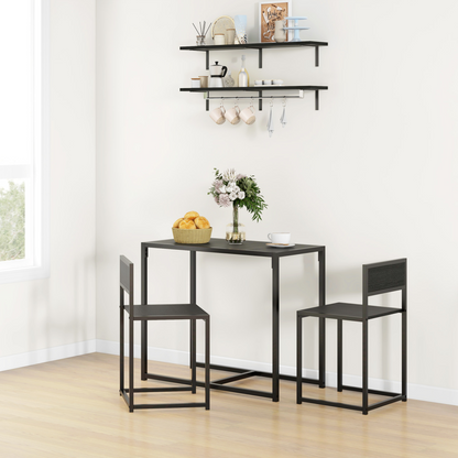Aurora 3 Piece Dining Table Set with Metal Frame, Black