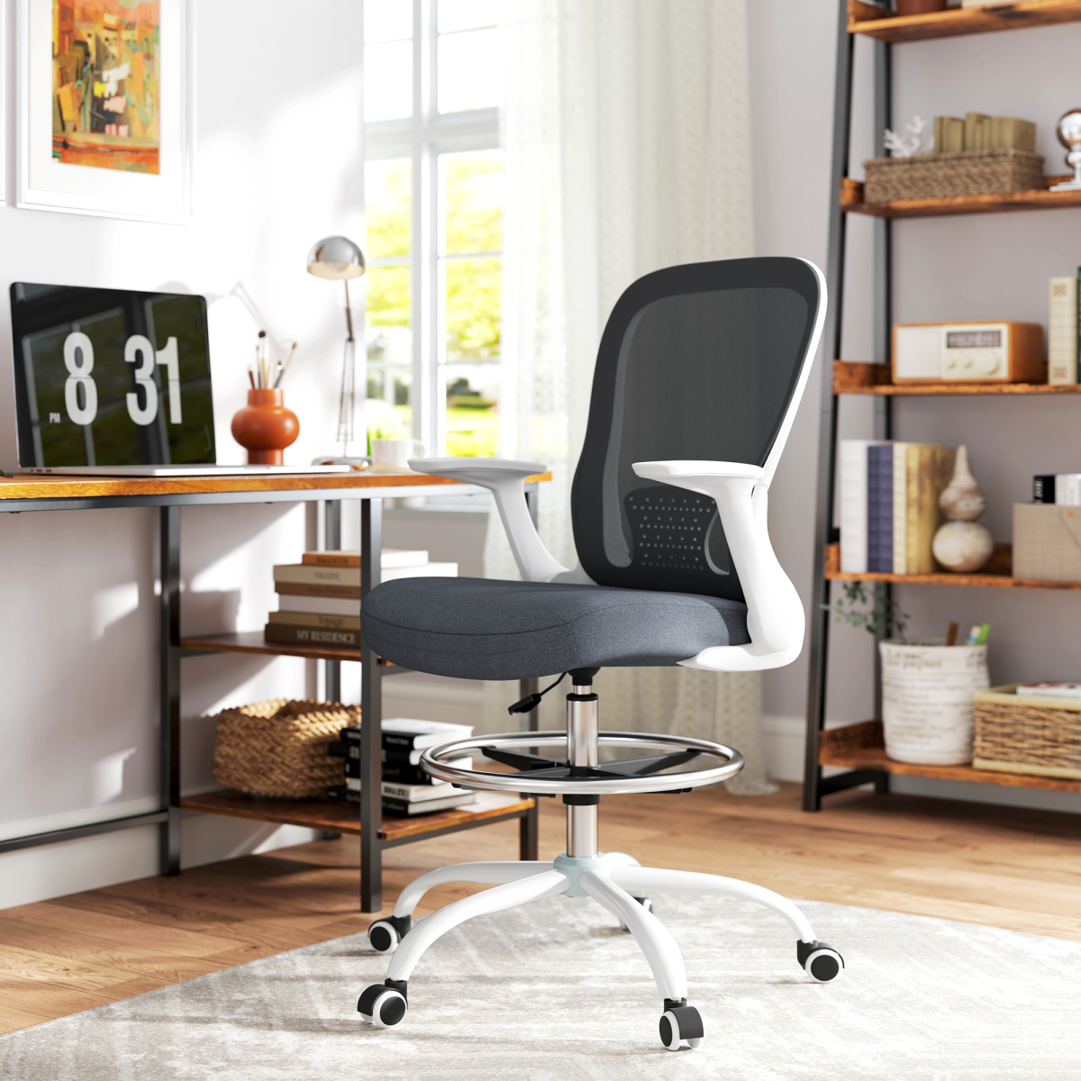 Aurora Mesh Draughtsman Chair, Ergonomic Drafting Chair