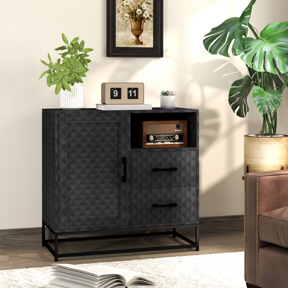 Aurora Cupboard with Adjustable Shelf, Open Compartment, 2 Drawers