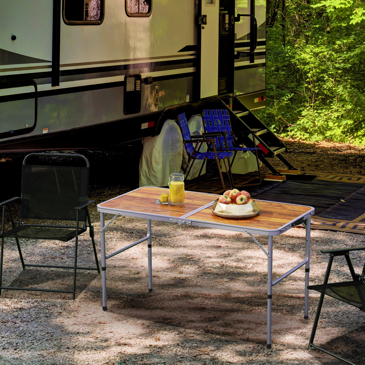Esterno Portable Folding Picnic Table Outdoor Lightweight BBQ Party Aluminum