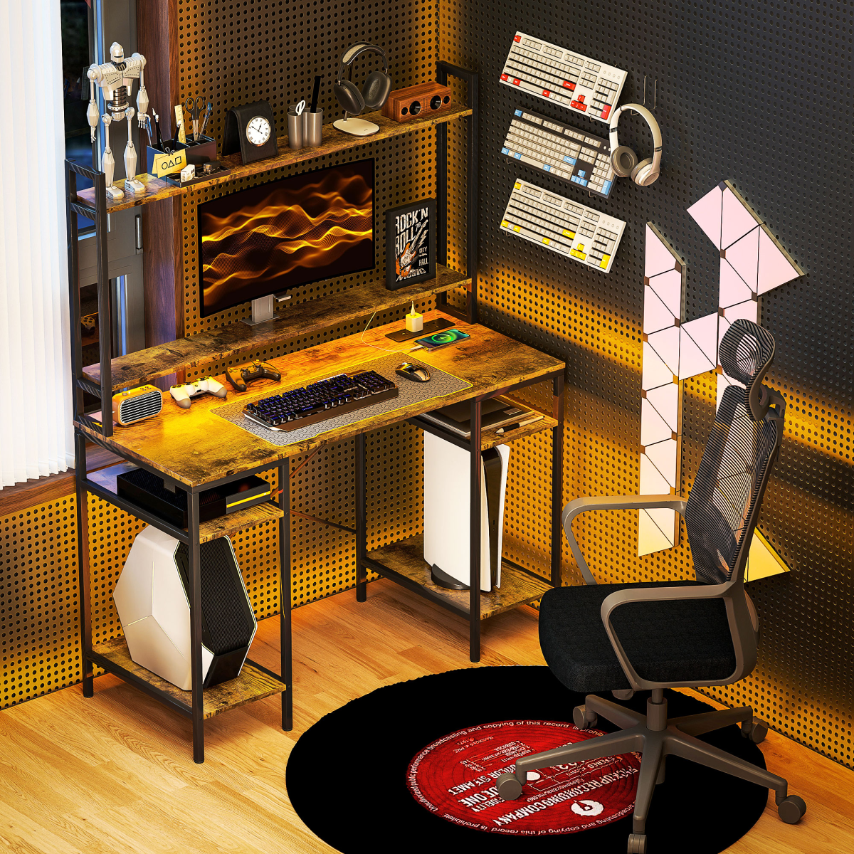 Aurora Computer Desk Home Office Desk with Monitor Stand