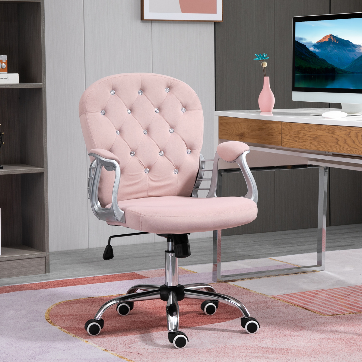 Luna Office Chair PU Diamante Padded Ergonomic 360° Swivel