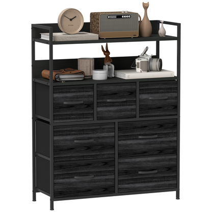 Aurora Bedroom Chest of Drawers 7 Drawer Dresser w/ Shelves