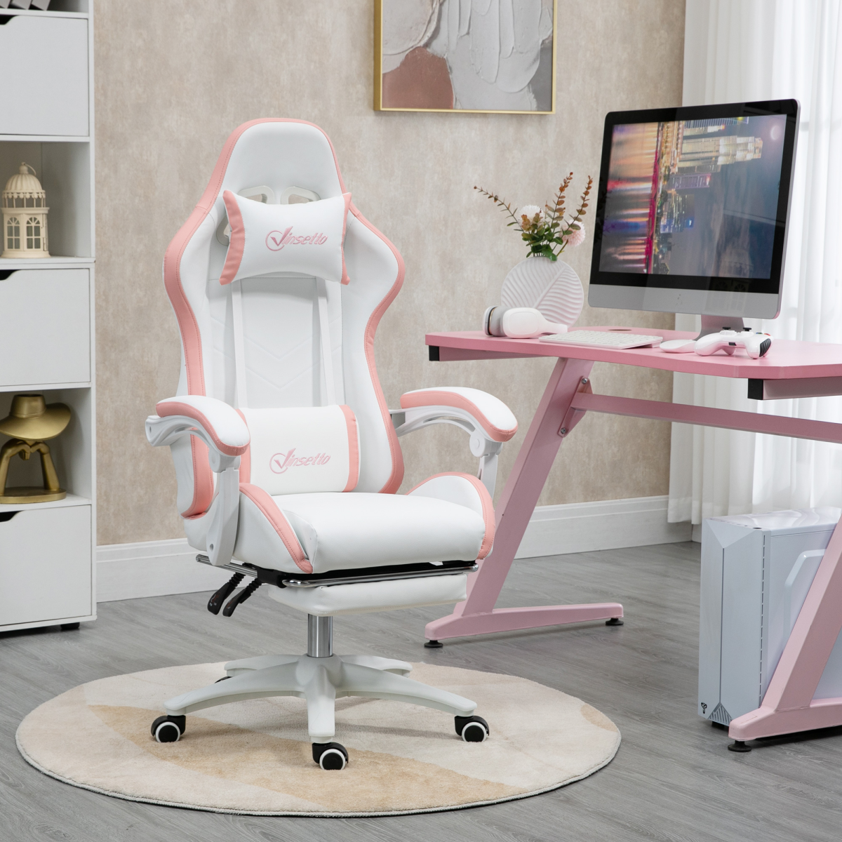 Luna Racing Style Gaming Chair with Reclining Function Footrest, Blue