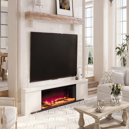 40/50/60/70-Inch 3-Sided Freestanding Electric Fireplace 12 Flame Colours and 5 Brightness Modes