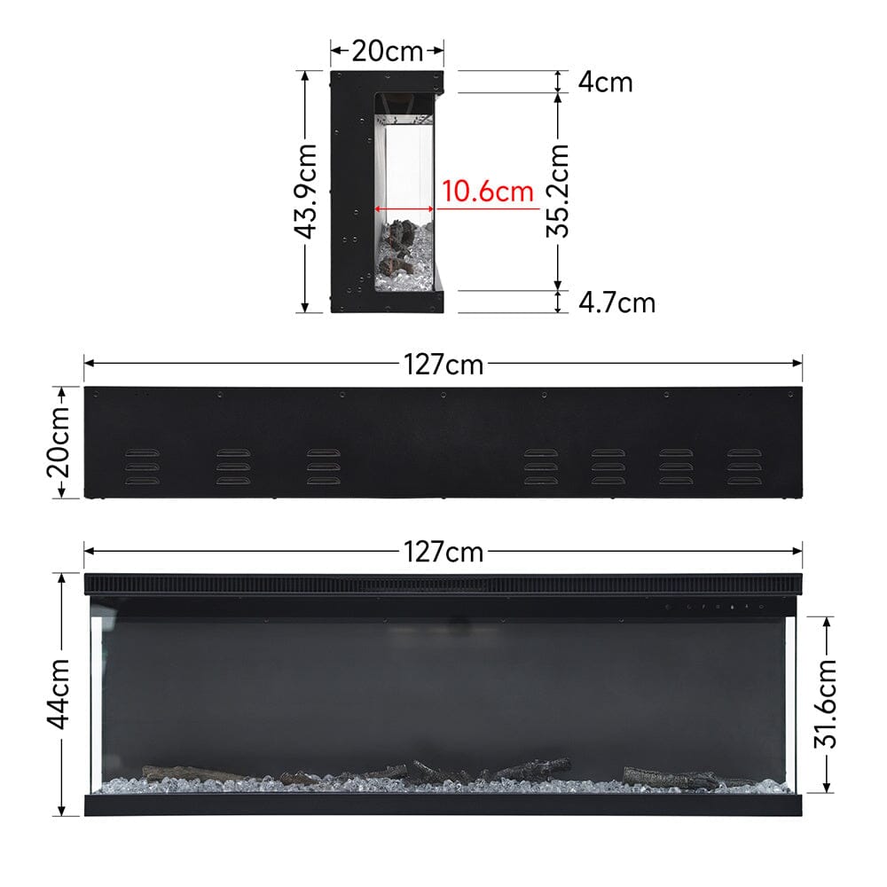 40/50/60/70/80/100-Inch 3-Sided Freestanding Electric Fireplace 12 Flame Colours and 5 Brightness Modes
