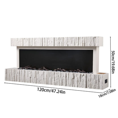 47/59 Inch Wall Mounted Electric Fireplace with Faux Stone Mantel, WiFi, Remote & LED Flames