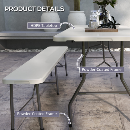Esterno Folding Garden Table, Patio Table with Metal Frame, White