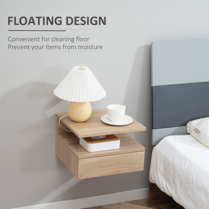 Aurora Nightstand Set of 2, Wall Mounted Bedside Cabinet