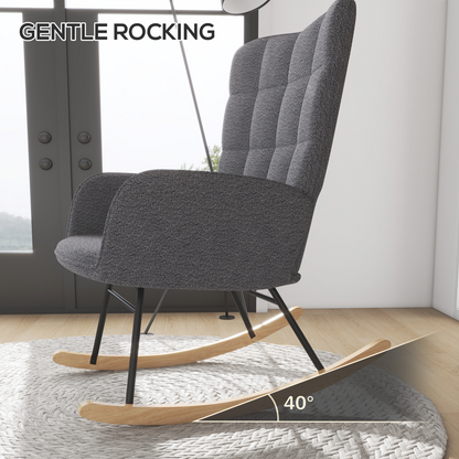 Aurora Wingback Rocking Chair for Nursing w/ Steel Frame