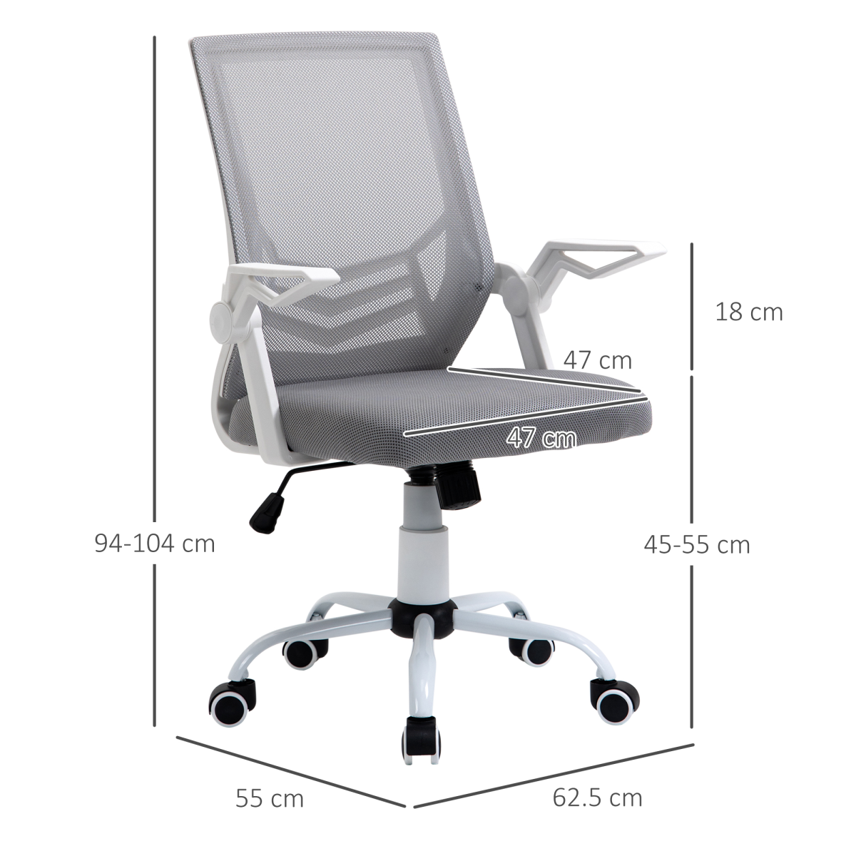 Mesh Swivel Office Chair Task Computer Chair w/ Lumbar Support, Grey  Luna