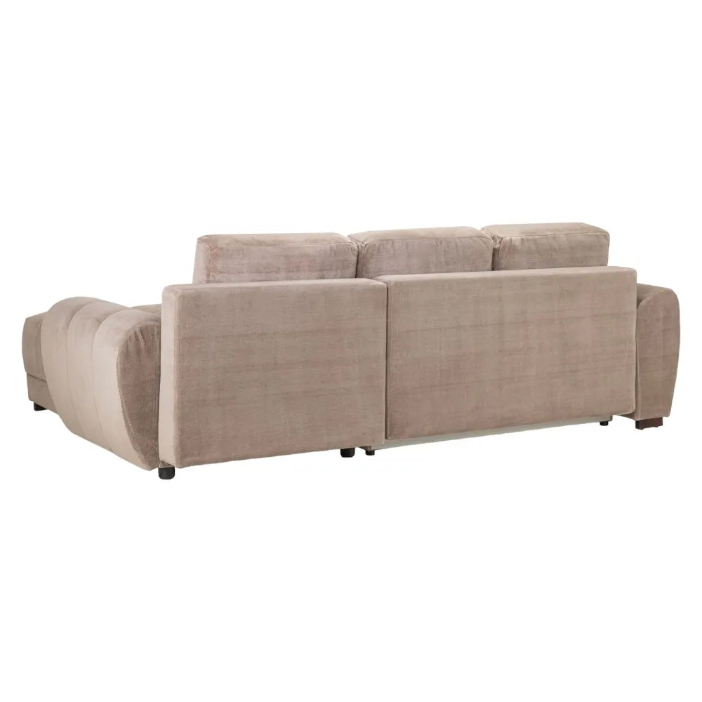 Zara Mocha Plush Velvet Universal Corner Sofabed with Storage