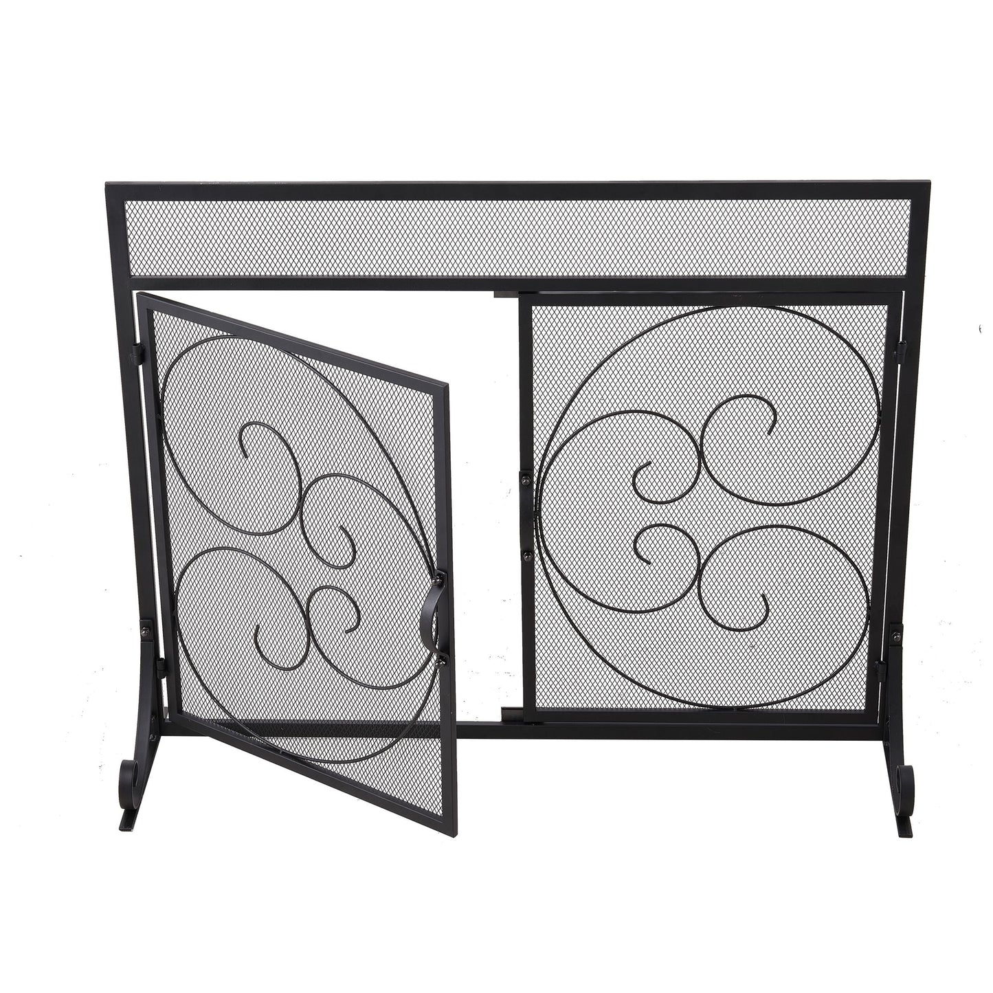 Smallbee Iron Fireplace Screen Black Powder-Coated – 89x25x71.5cm
