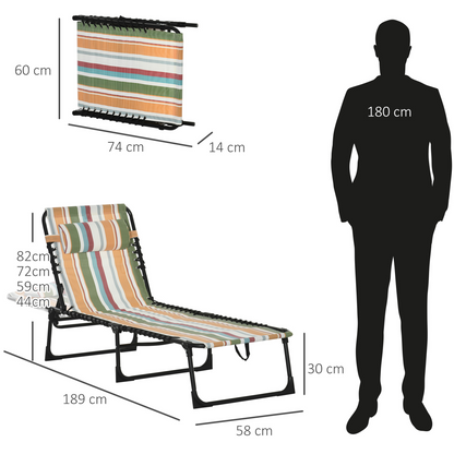 Esterno Folding Beach Chair Chaise Lounge 4 Adjustable Positions, Multicolored