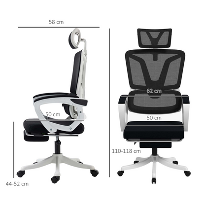 Luna Mesh Office Chair for Home with Lumbar Support, Arm, Footrest, Headrest