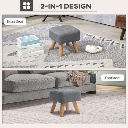 Aurora Modern Footstool, Fabric Foot Rest with Rubber Wood Legs