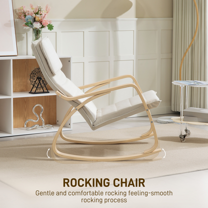 Aurora Comfortable Relax Rocking Chair with High Back, Cream White