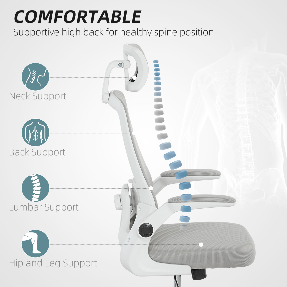 Aurora Executive Mesh Office Chair with Headrest, Lumbar Support