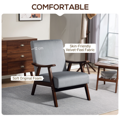 Aurora Velvet Armchair with Solid Wood Frame and Thick Padded